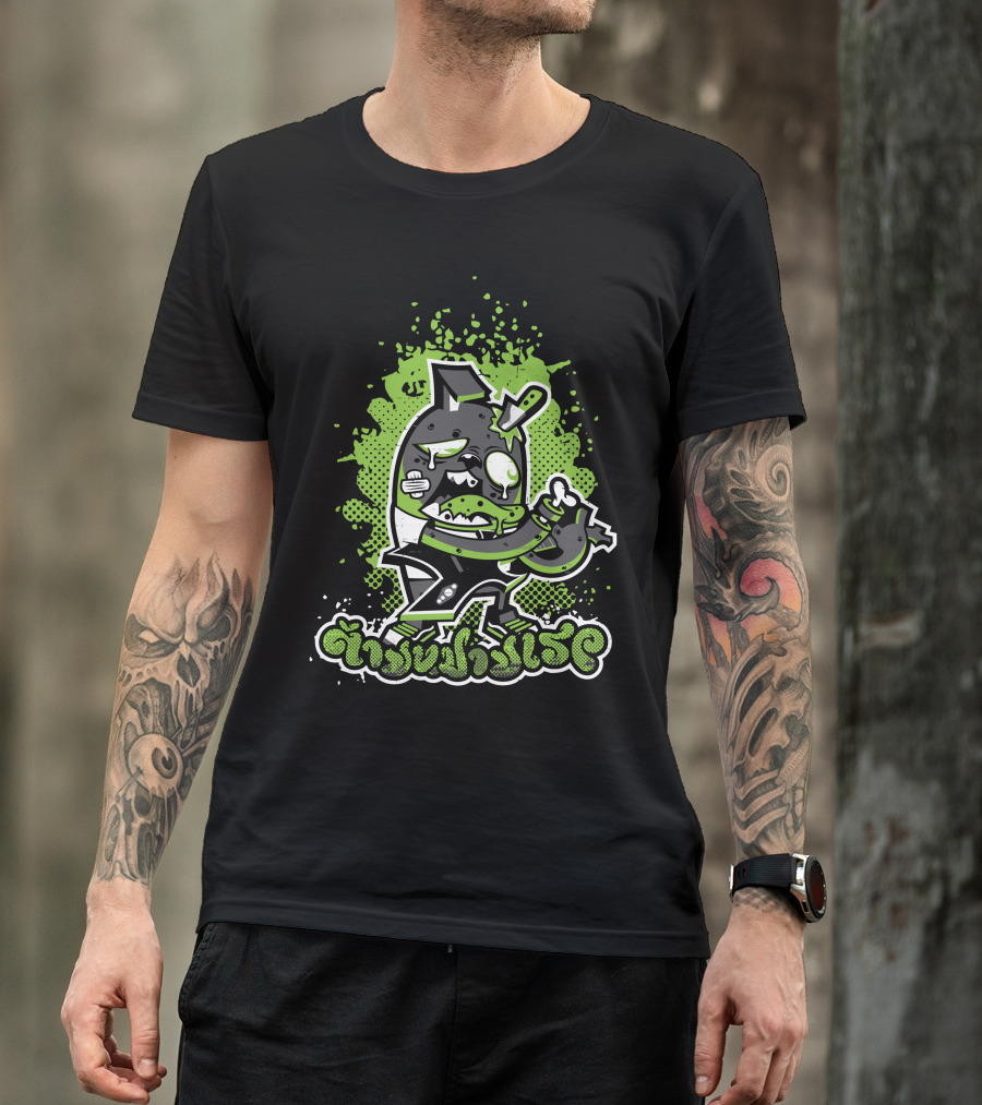 Bunny 2011 Graffiti Style Zombie Bunny With Knife And Green Splatter T-Shirt