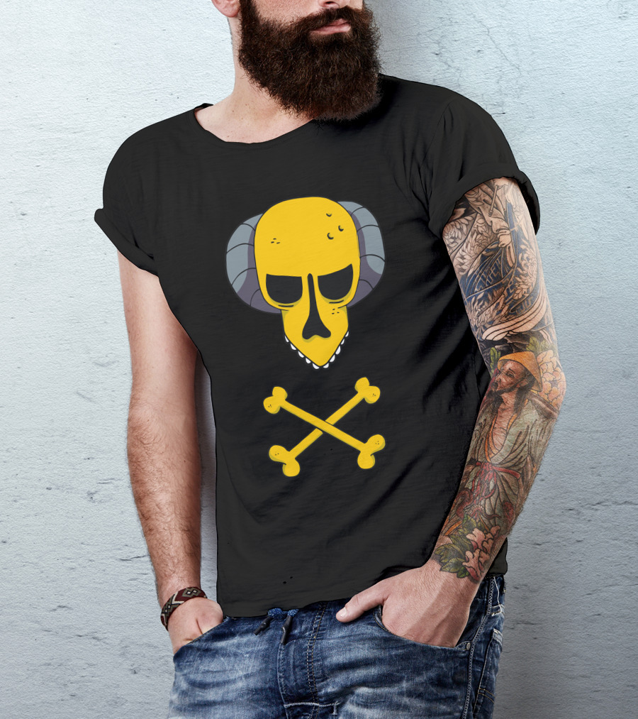 Burns Skull Crossbones Simpsons Ram Horns T-Shirt