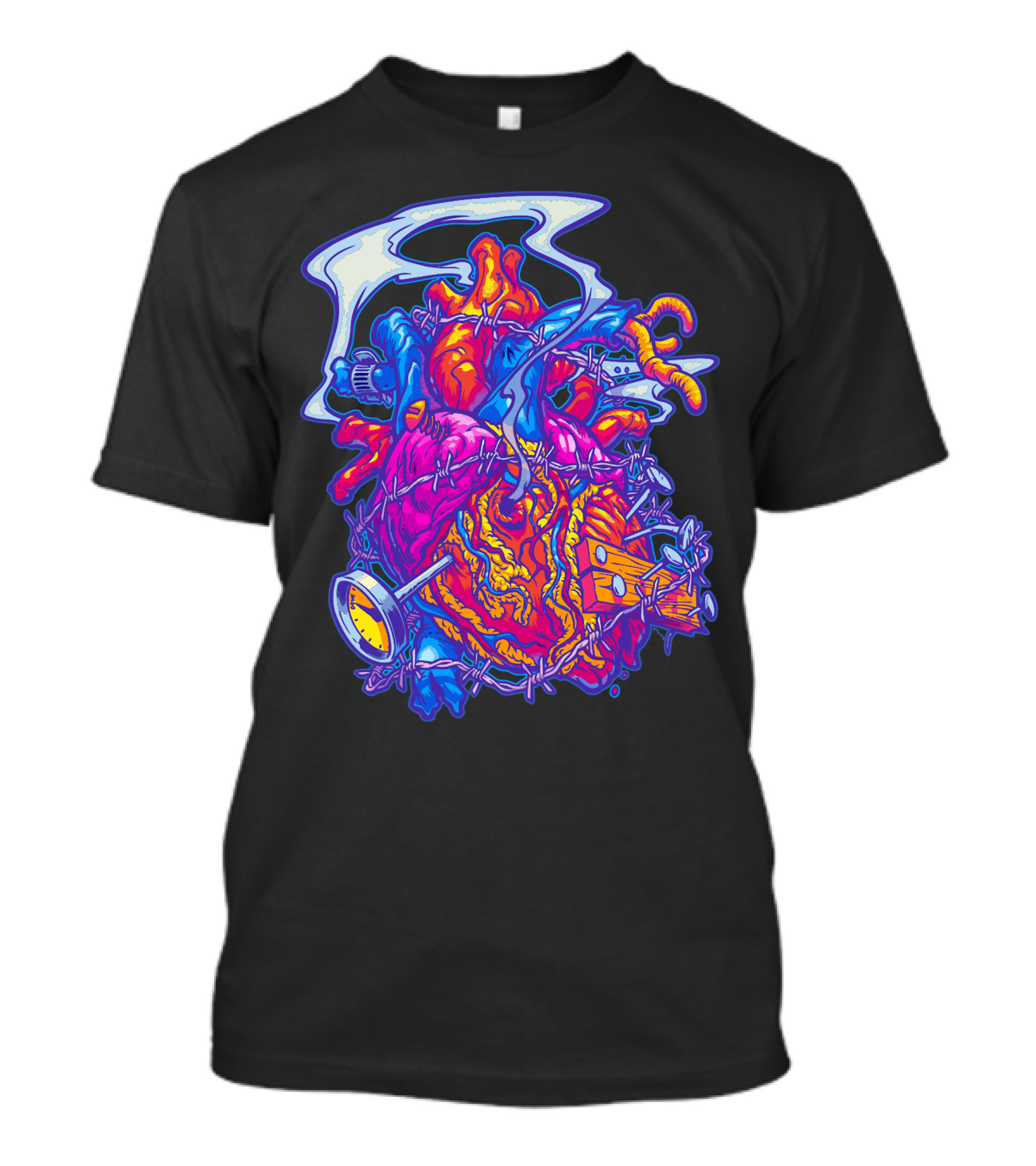 Busted Heart Surreal Barbed Wire Clock T-Shirt
