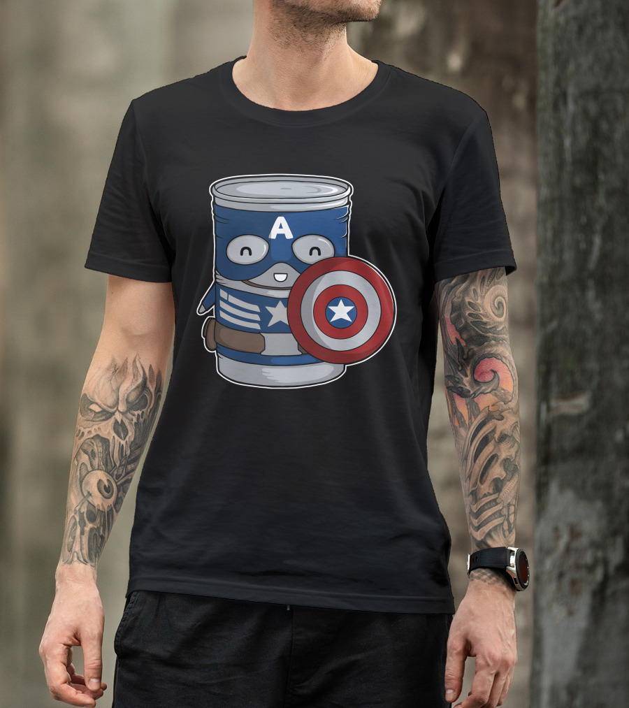Cap Tin America Marvel Can Shield T-Shirt