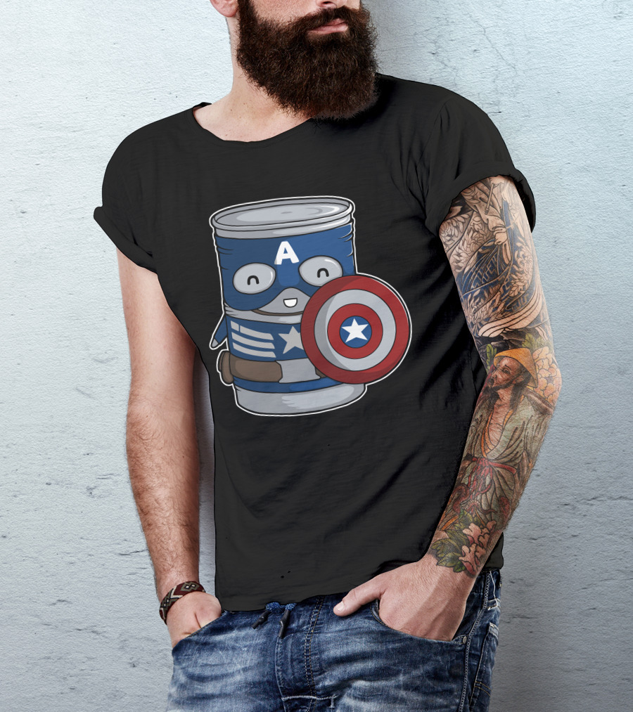Cap Tin America Marvel Can Shield T-Shirt