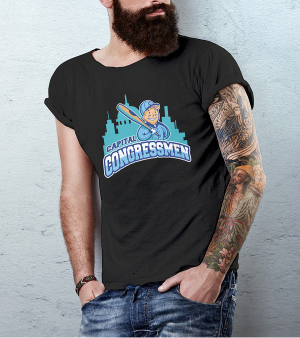 Capital Congressmen Baseball Player Skyline T-Shirt