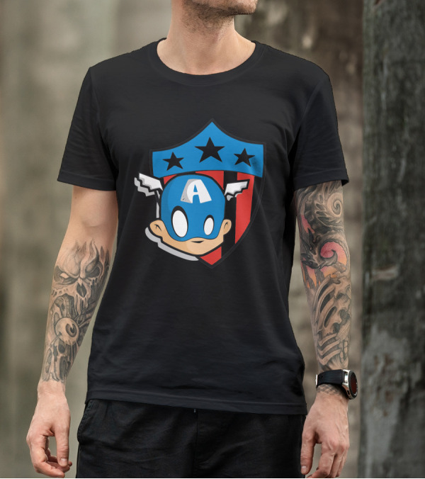 Captain America Bebe Cartoon Shield Stars Stripes T-Shirt