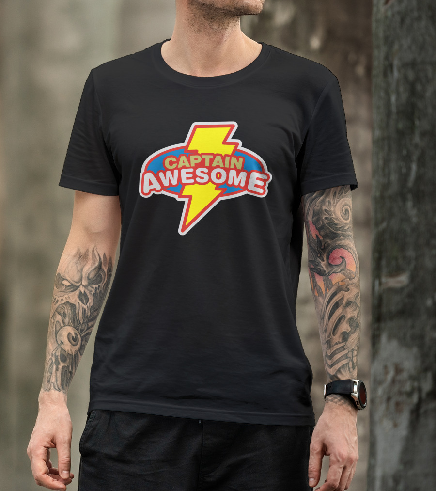 Captain Awesome Lightning Bolt Emblem T-Shirt