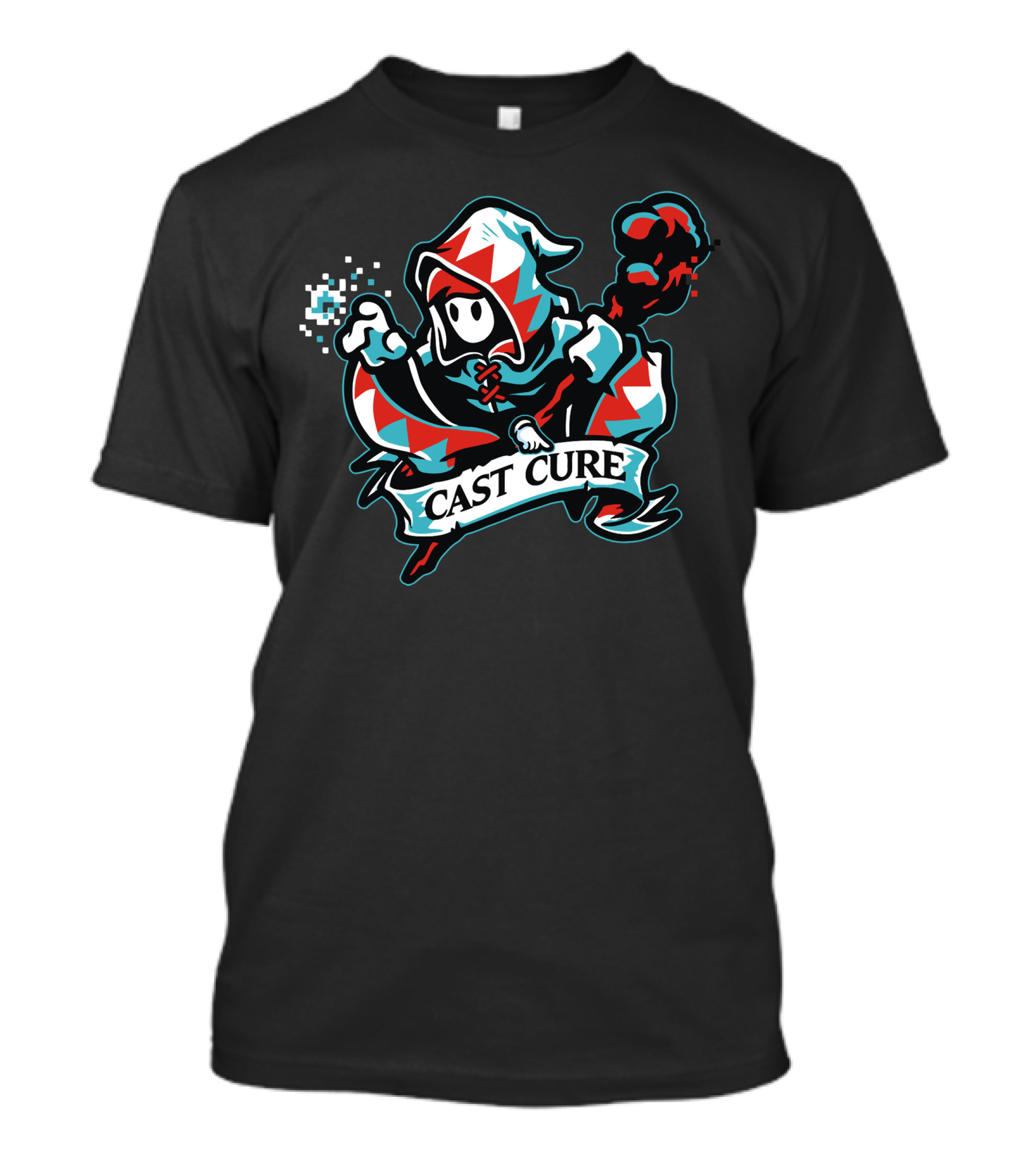 Cast Cure Pixel Wizard Mage Spell Blasting Adventure T-Shirt