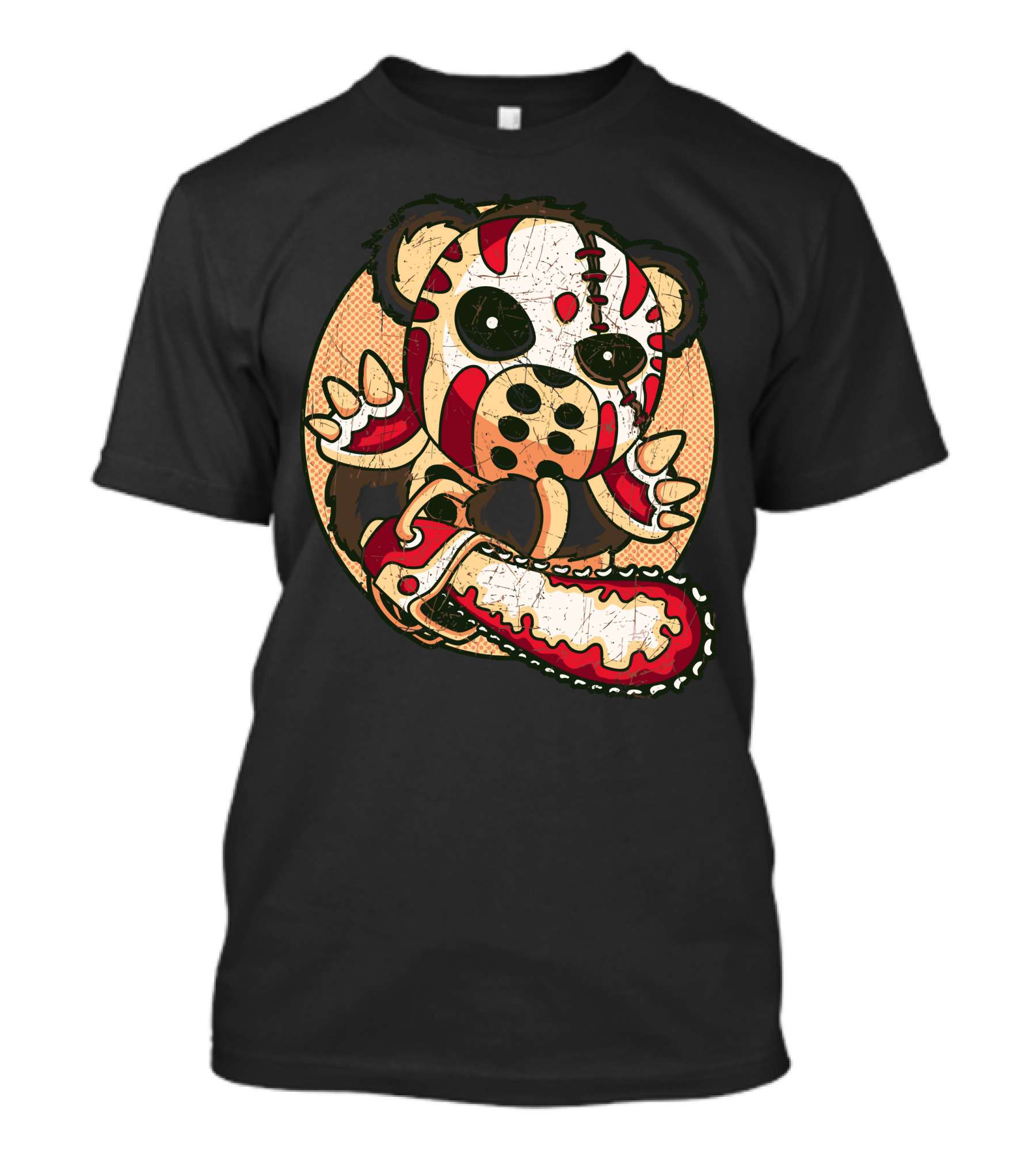 Chainsaw Bear In Hockey Mask With Red Stripes T-Shirt