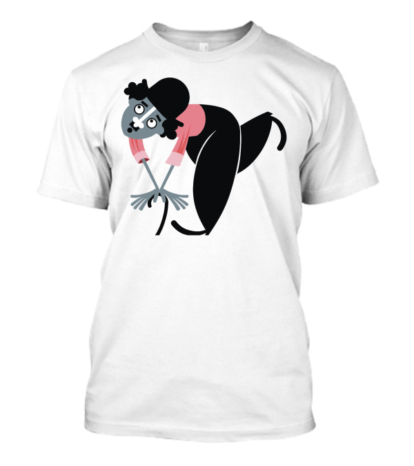 Charlie Chaplin Cartoon Character Black Bowler Hat Pink T-Shirt
