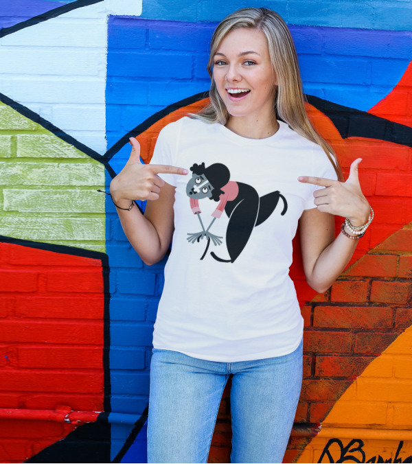 Charlie Chaplin Cartoon Character Black Bowler Hat Pink T-Shirt
