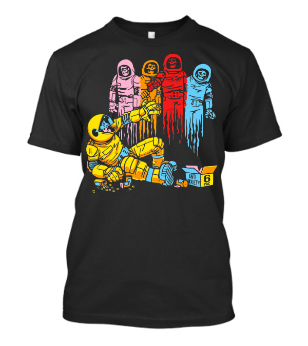 Check Out The Awesome Anti Anxiety 6 Pac Skeleton Astronauts T-Shirt