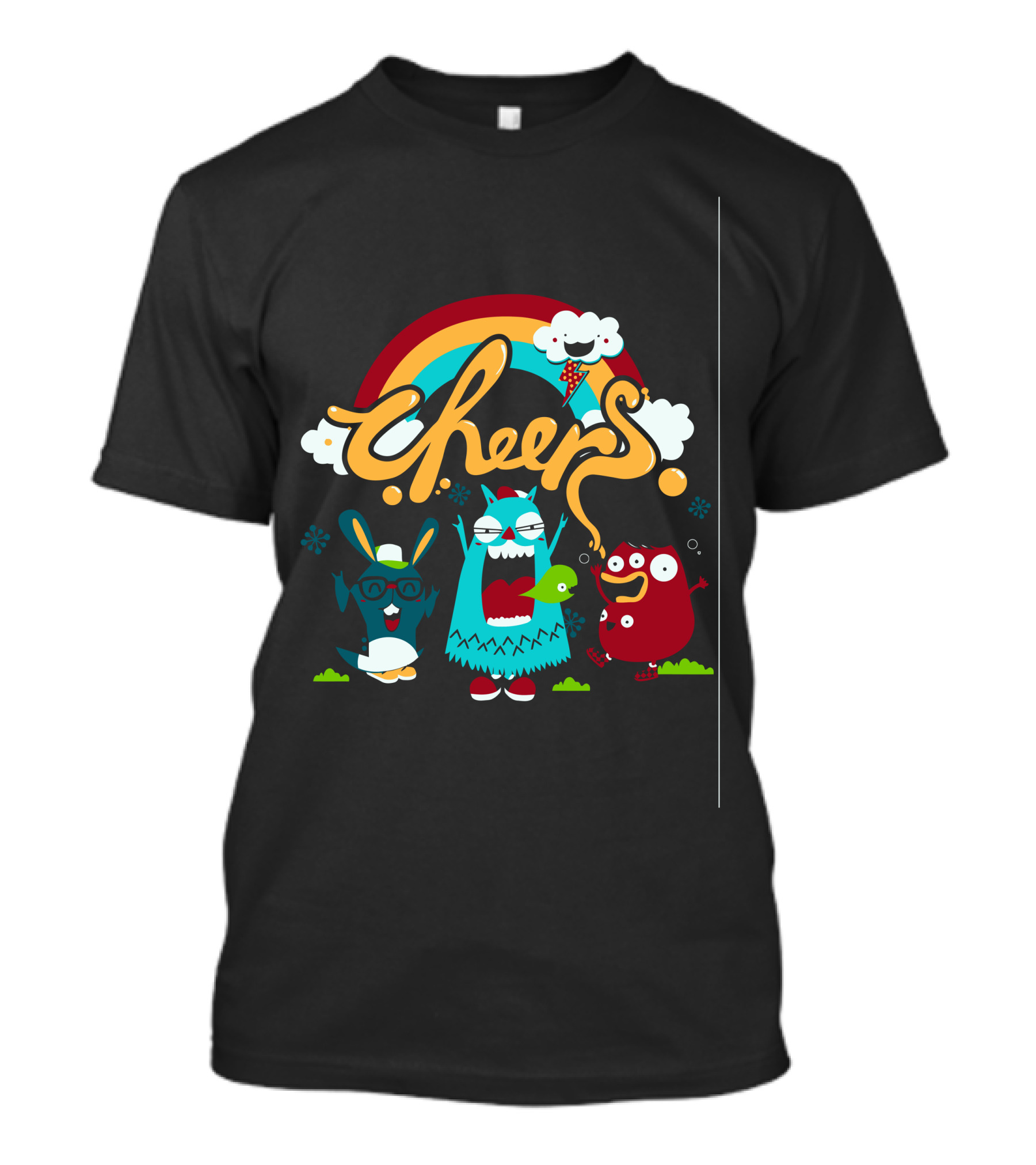 Cheers Rainbow Fun Monster Friends Cloud Balloon T-Shirt