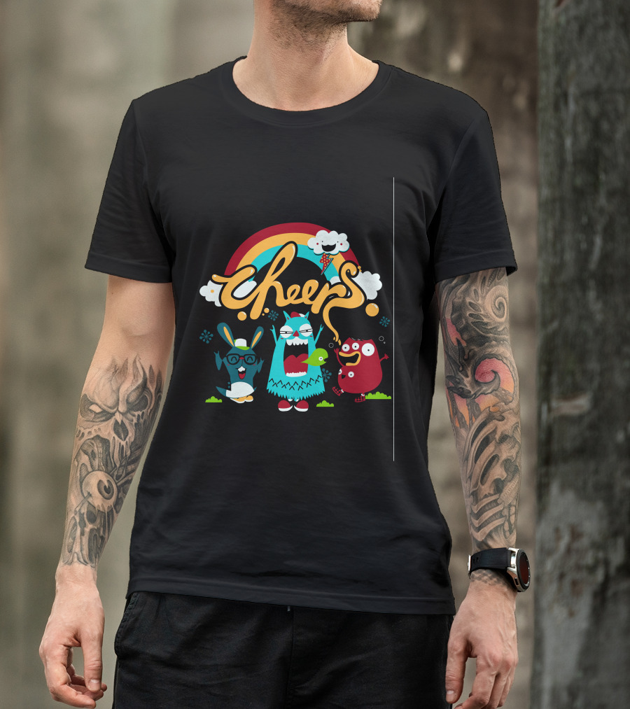Cheers Rainbow Fun Monster Friends Cloud Balloon T-Shirt