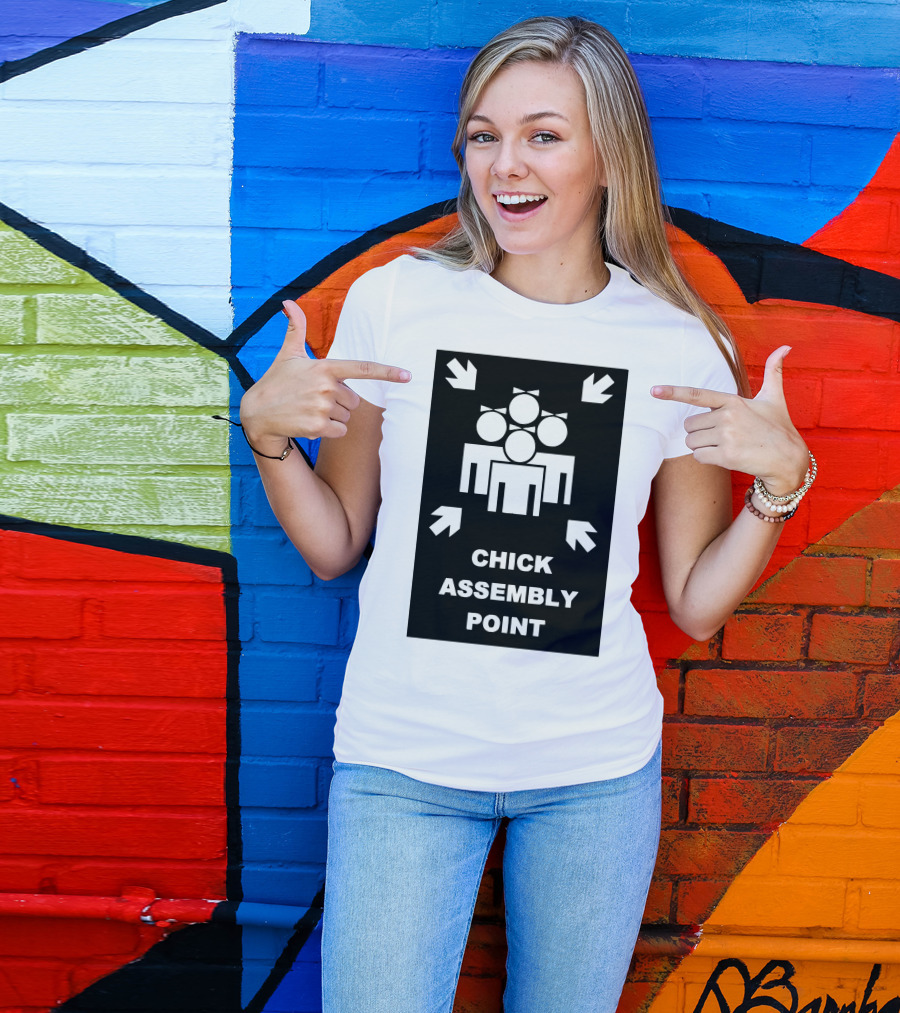 CHICK ASSEMBLY POINT FEMALE GATHERING SYMBOL WITH ARROWS T-Shirt