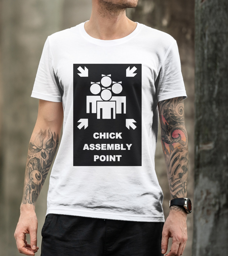 CHICK ASSEMBLY POINT FEMALE GATHERING SYMBOL WITH ARROWS T-Shirt