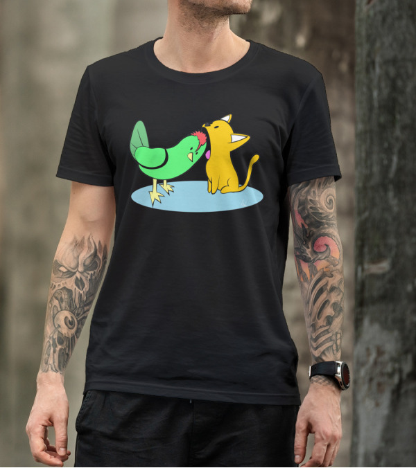Chicken And Cat Whispering Moment T-Shirt
