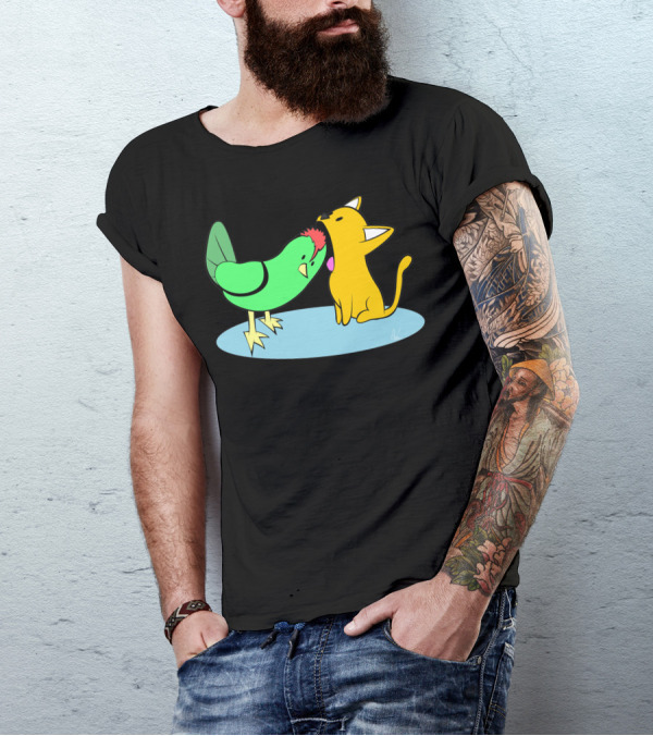 Chicken And Cat Whispering Moment T-Shirt