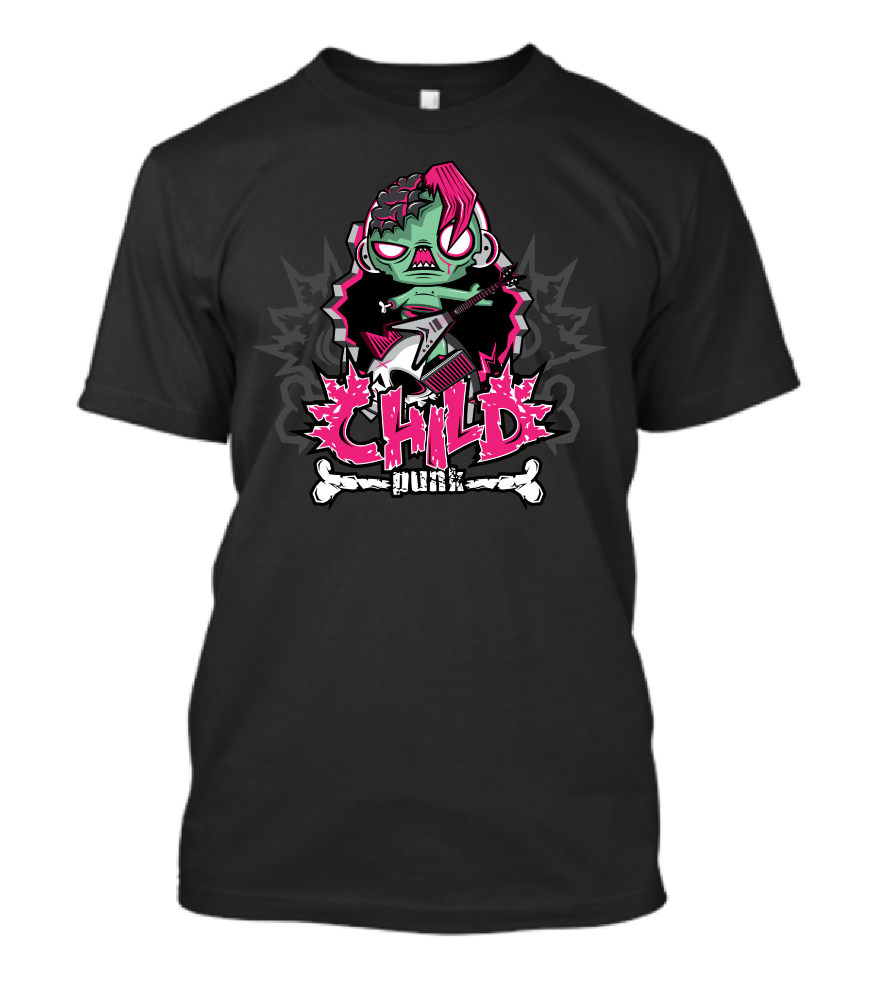 Child Punk Zombie Music Guitar T-Shirt