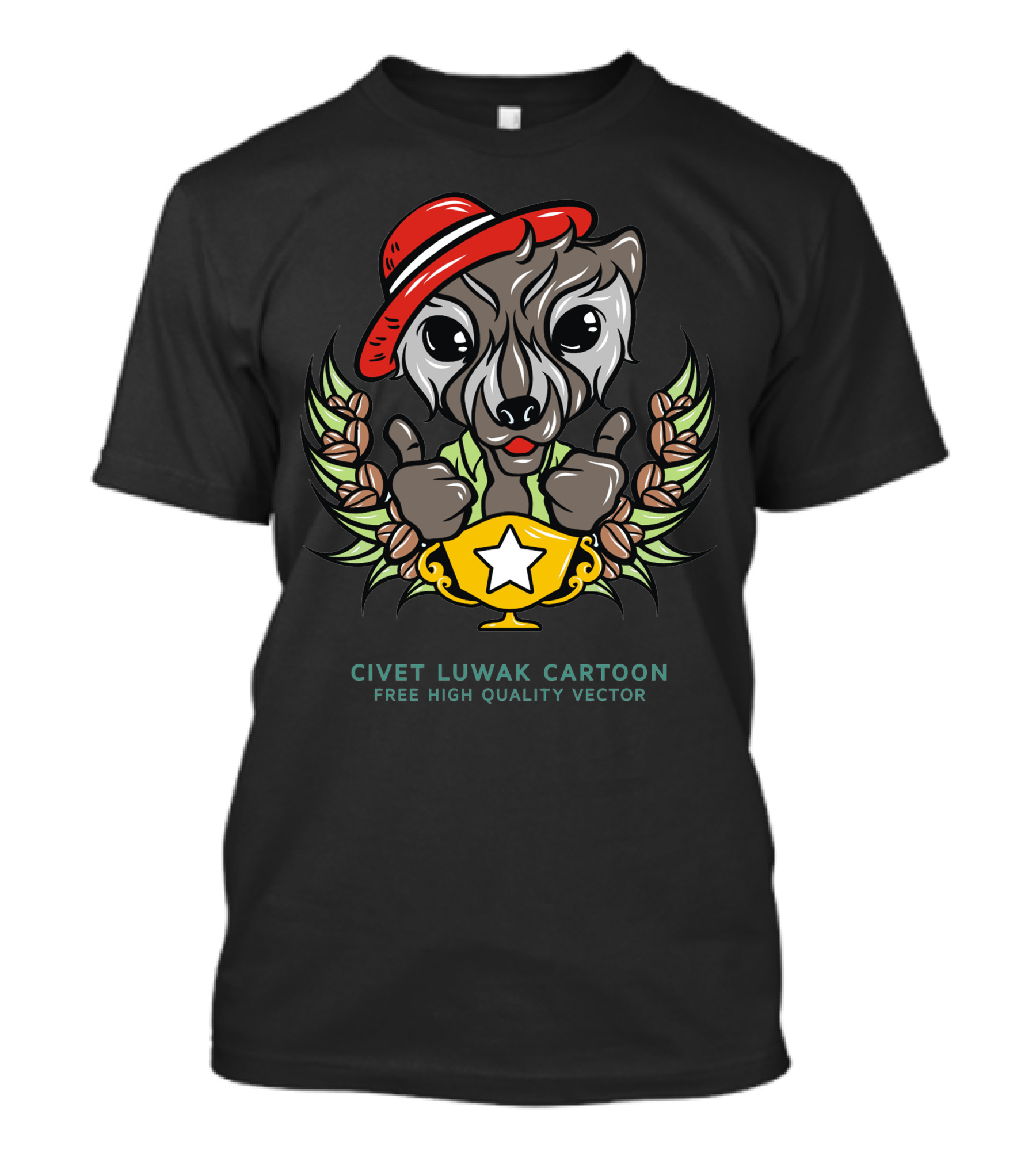 Civet Luwak Cartoon Free High Quality Vector T-Shirt