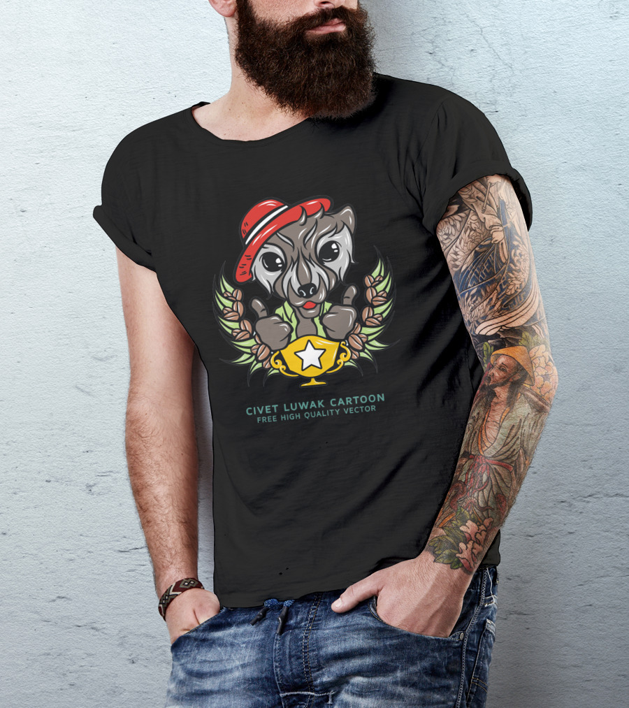 Civet Luwak Cartoon Free High Quality Vector T-Shirt