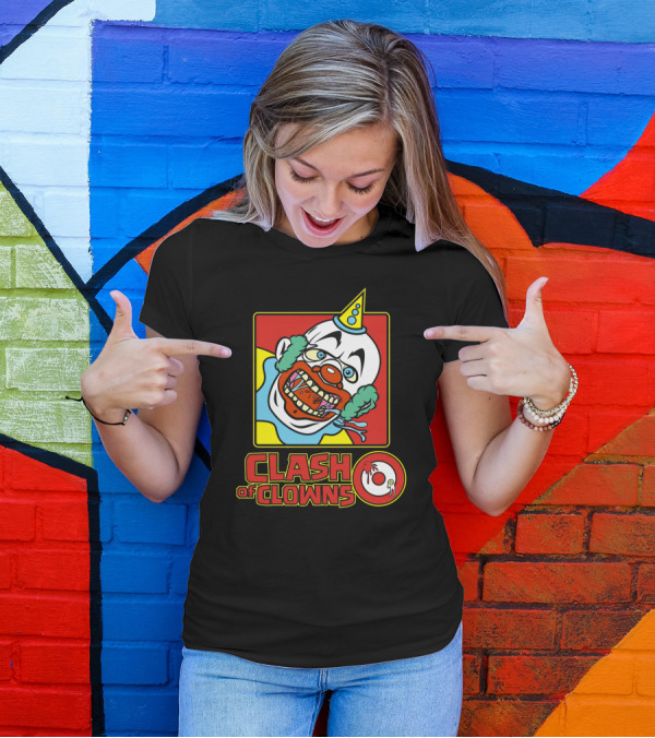 Clash Of Clowns Donut Iconic Party Hat Funny Face T-Shirt