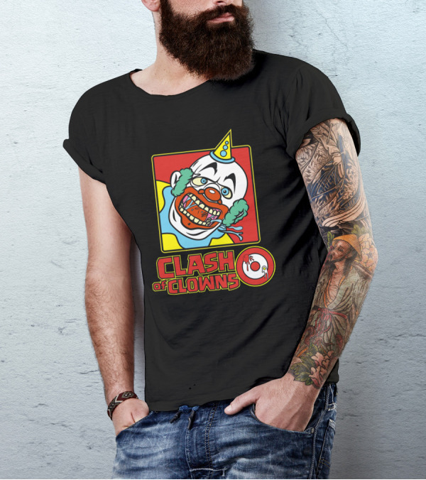 Clash Of Clowns Donut Iconic Party Hat Funny Face T-Shirt
