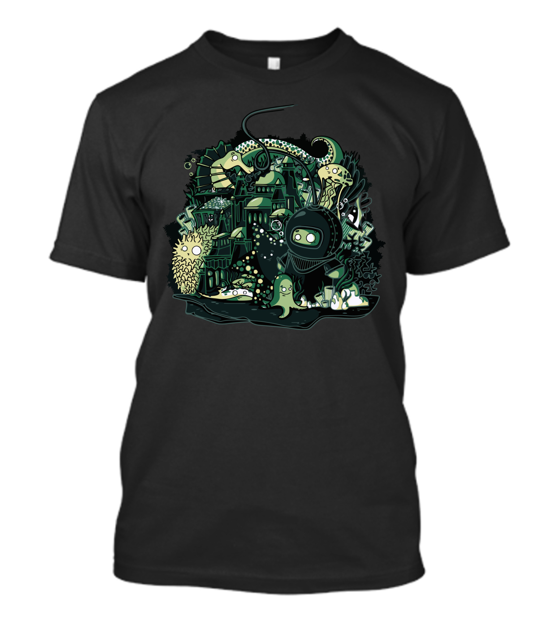 Cloral Underwater Adventure Cartoon Submarine Creatures T-Shirt