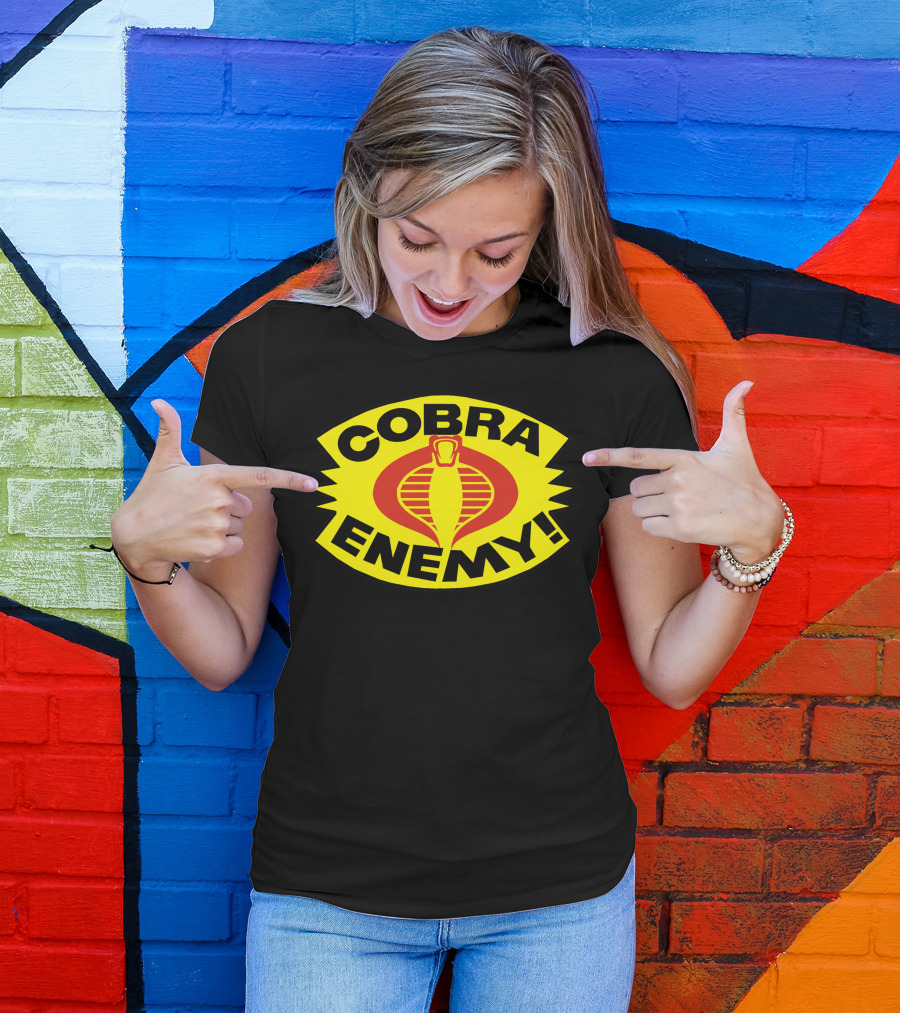 Cobra Enemy Logo With Red Icon And Yellow Background T-Shirt