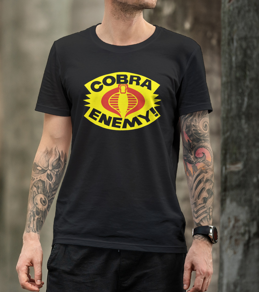 Cobra Enemy Logo With Red Icon And Yellow Background T-Shirt