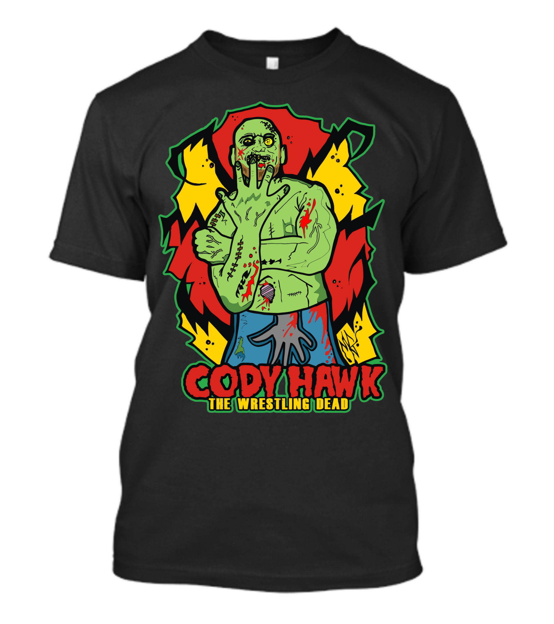 Cody Hawk The Wrestling Dead Zombie Icon In Vibrant Colors T-Shirt