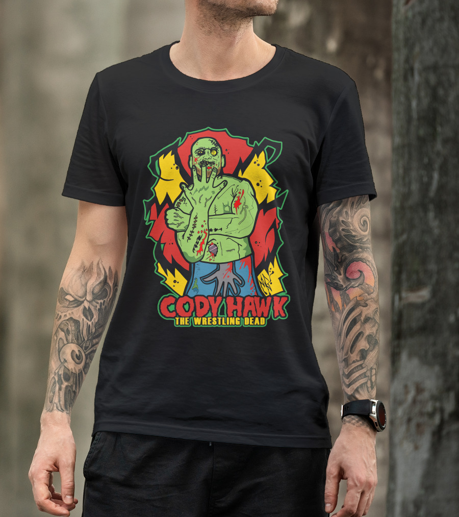 Cody Hawk The Wrestling Dead Zombie Icon In Vibrant Colors T-Shirt