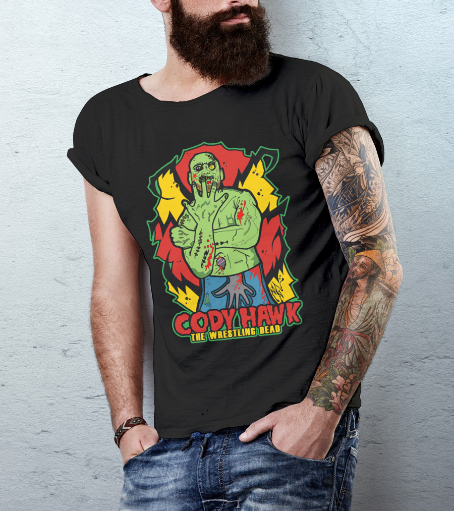 Cody Hawk The Wrestling Dead Zombie Icon In Vibrant Colors T-Shirt