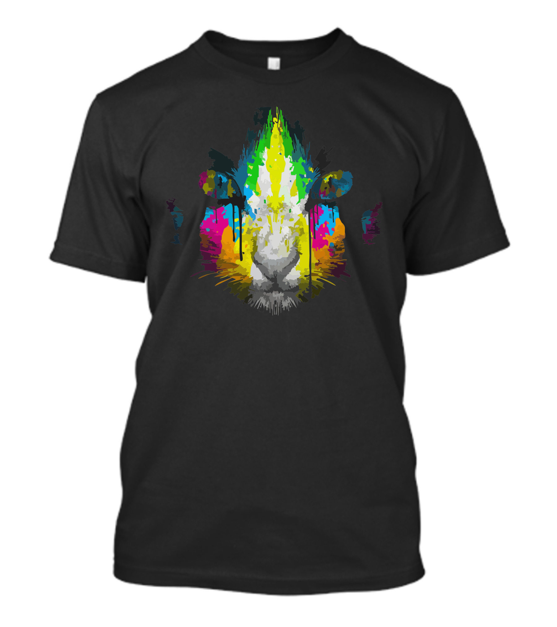 Colorcat Vibrant Paint Splash Cat Face T-Shirt