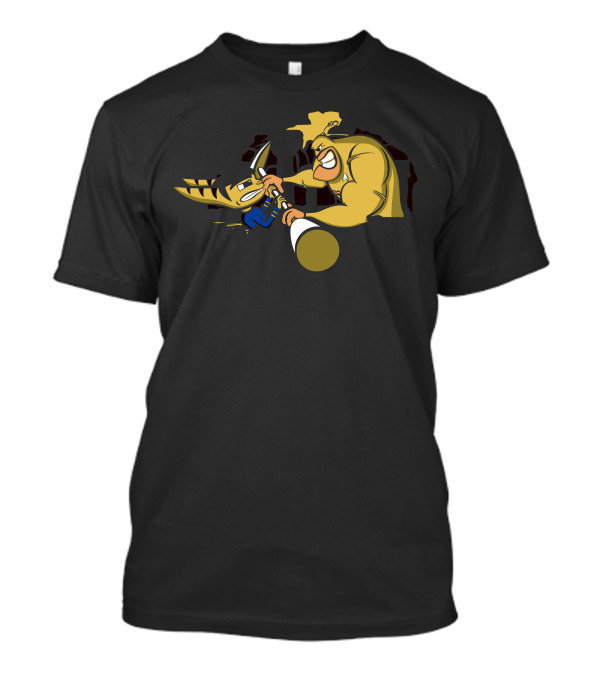 Combat To The Death Cartoon Characters Battling With Baseball Bat T-Shirt