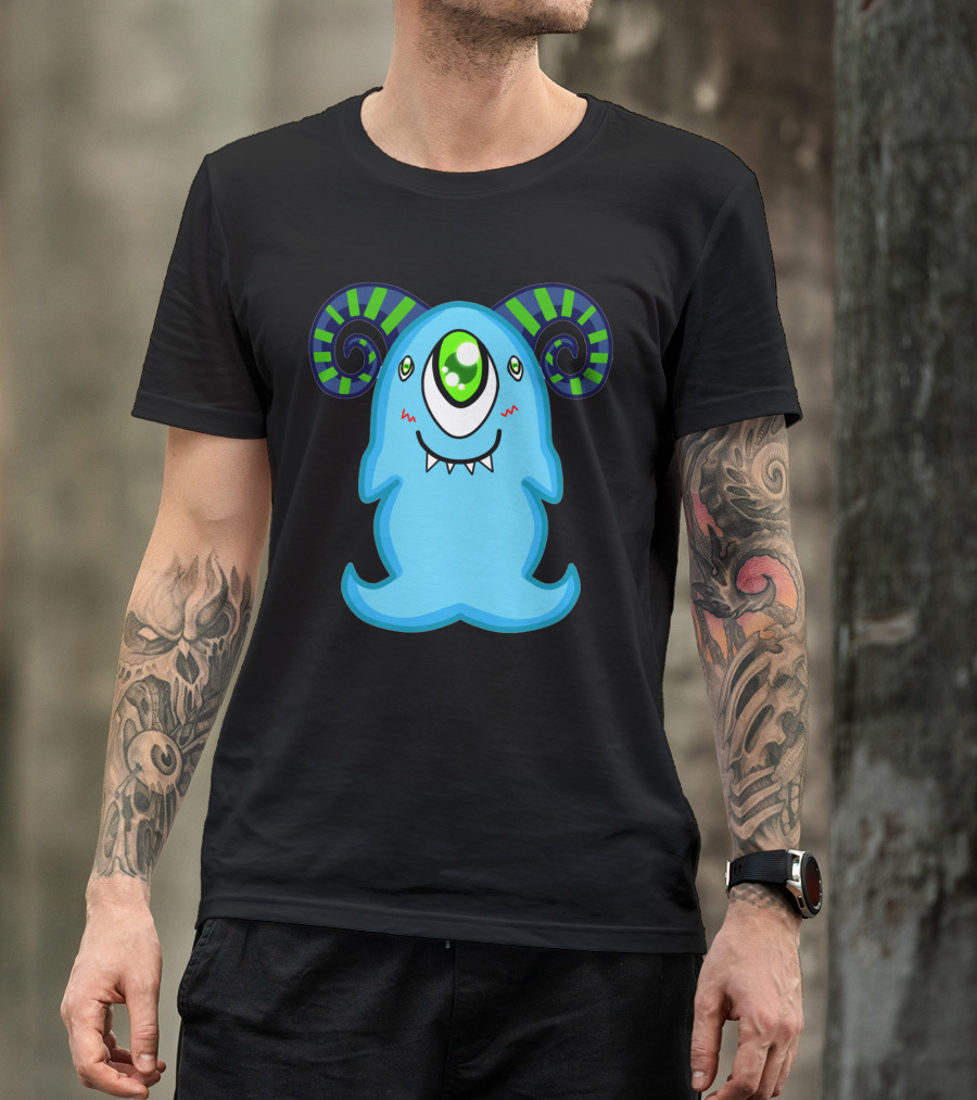 Smiling Cyclops Monster With Striped Horns T-Shirt