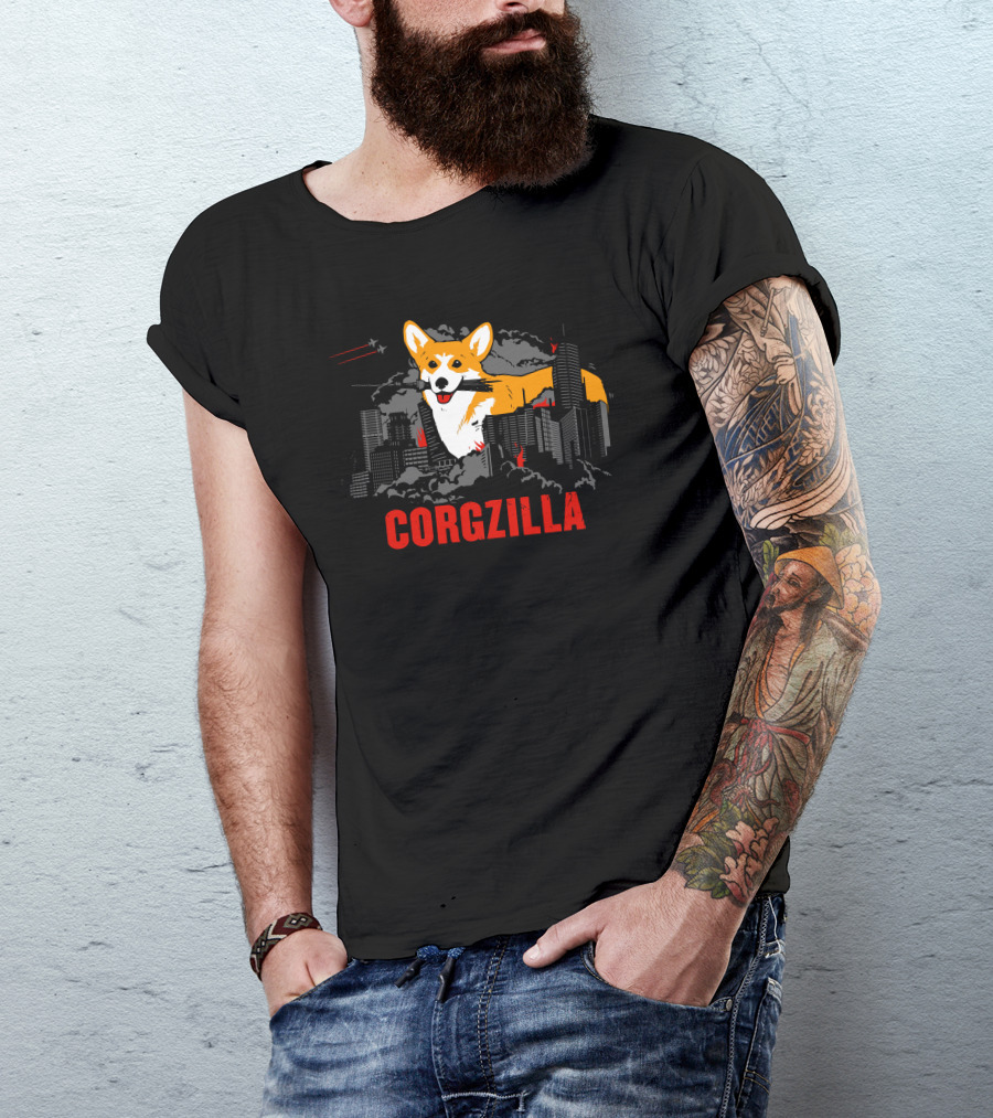 Corgzilla Giant Corgi Rampage In City Skyline T-Shirt