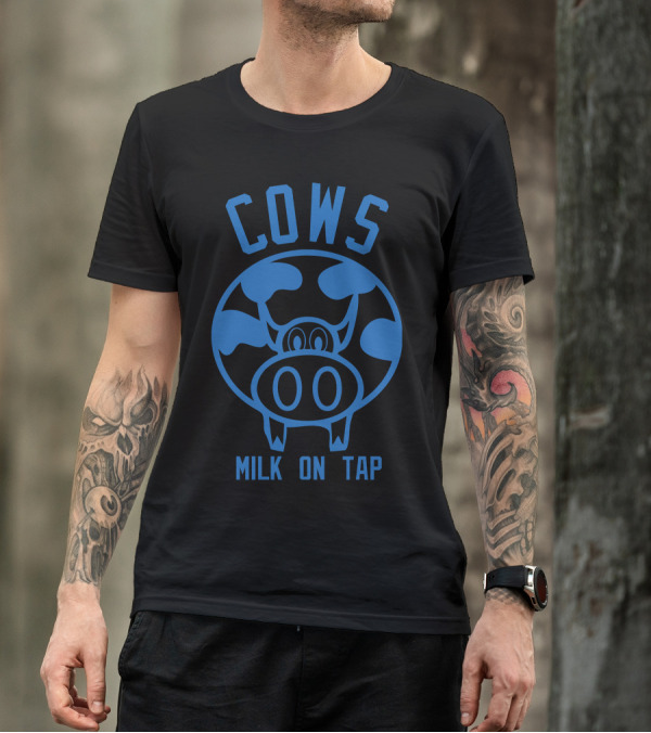 Cows Milk On Tap Blue Cow T-Shirt