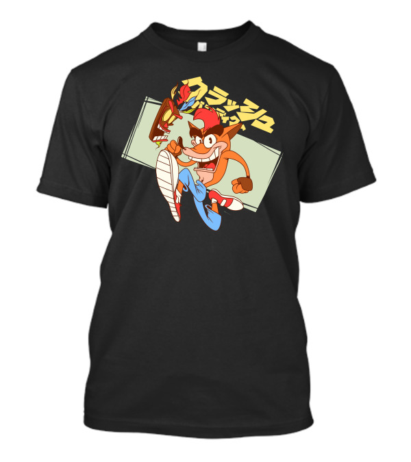 Crash Bandicoot Japanese Style With Aku Aku Mask T-Shirt