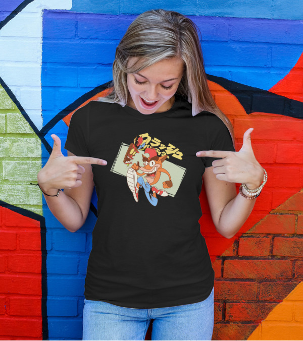 Crash Bandicoot Japanese Style With Aku Aku Mask T-Shirt
