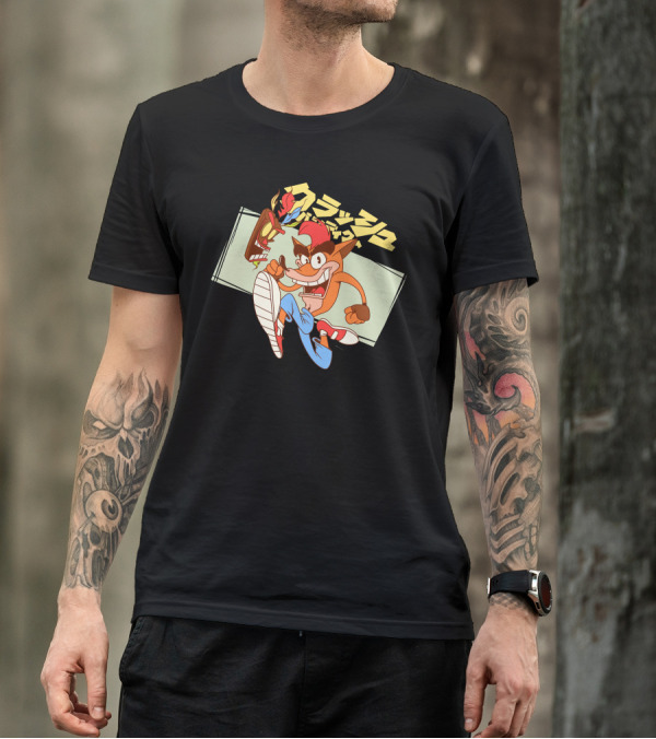 Crash Bandicoot Japanese Style With Aku Aku Mask T-Shirt