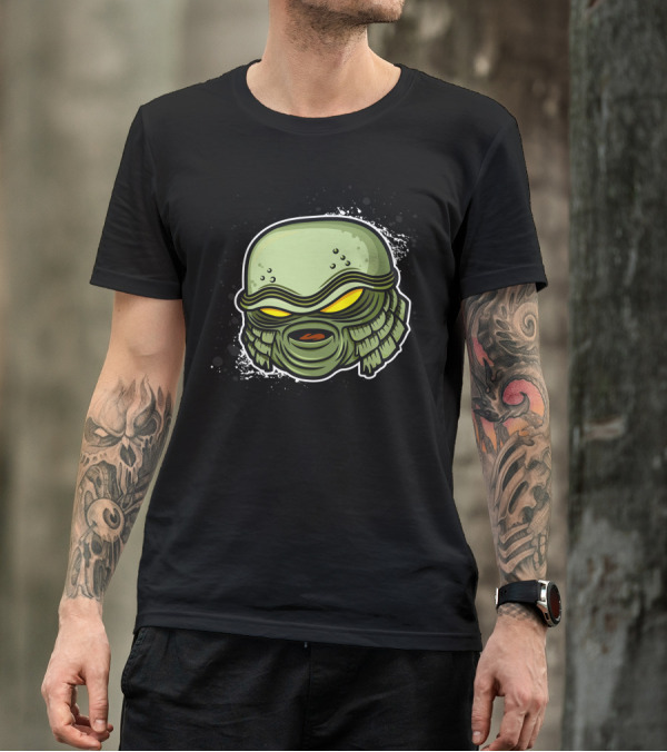 Creature From The Black Lagoon Iconic Monster Face In Green Tone T-Shirt