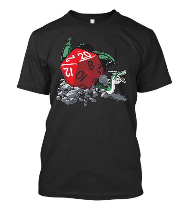 Critical Hit Twenty Sided Dice Dragon And Rocks T-Shirt