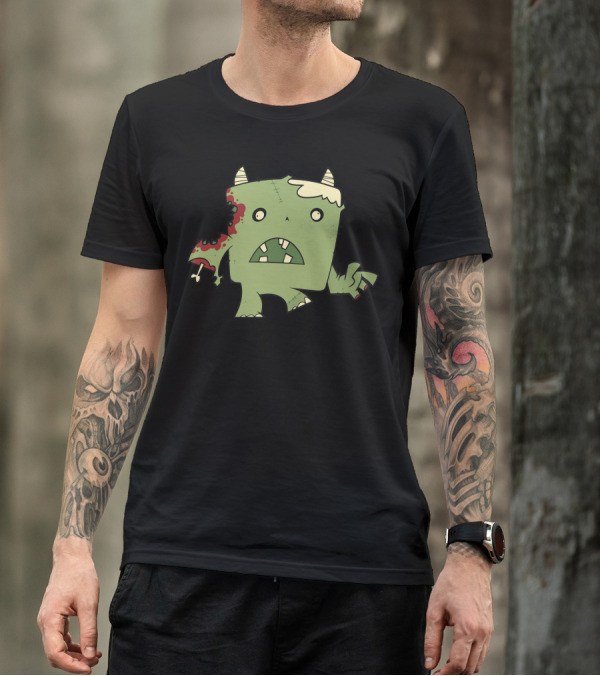 Critter Zombie Cartoon Monster With Missing Arm And Horns T-Shirt