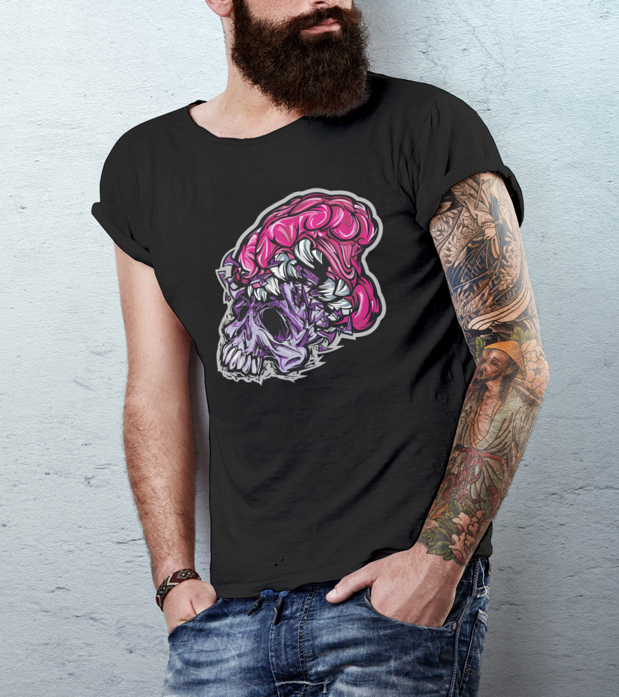 Crunch Time Broken Skull With Purple And Pink Details T-Shirt