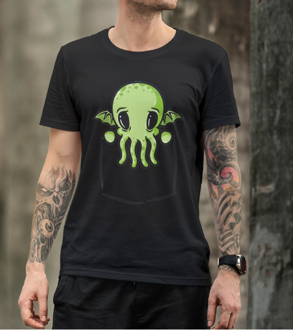 Cthulhu Dans Ta Poche Adorable Tentacled Creature In Pocket T-Shirt