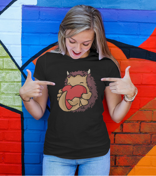 Cuteffluffything Holding Red Heart Creature T-Shirt