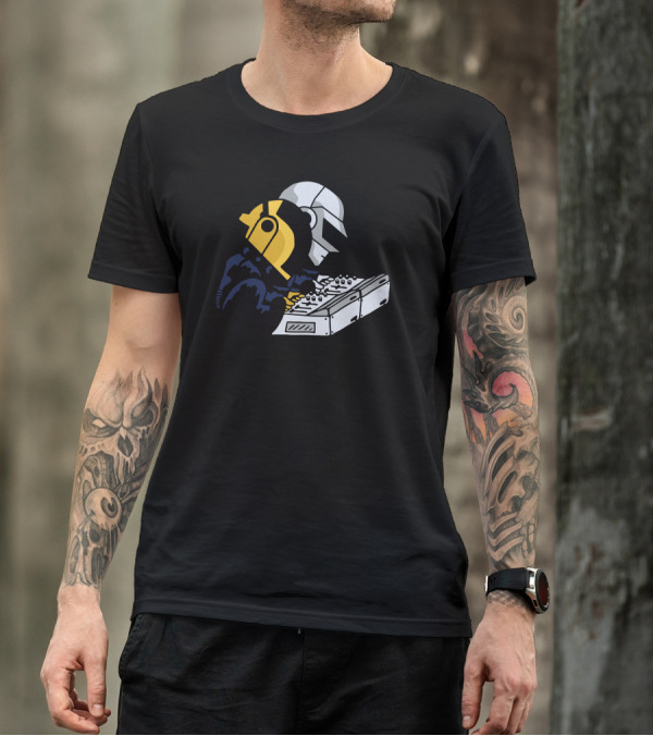 Daft Nuts Robot Helmet Playing Keyboard T-Shirt