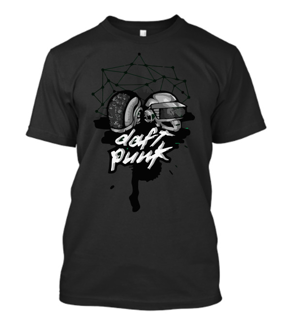 Daft Punk Helmet Graphic With Green Connective Web T-Shirt