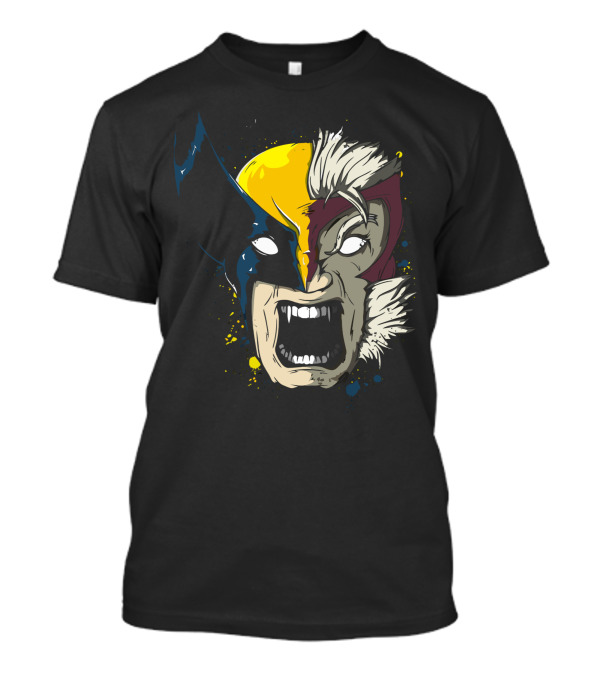 Daft Weapon Wolverine And Sabretooth Fusion Face T-Shirt