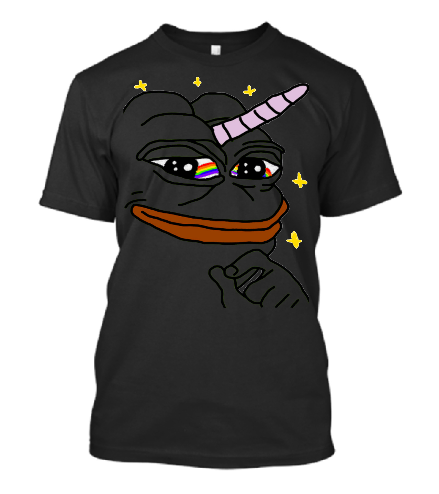 Pepe The Frog Unicorn With Rainbow Eyes And Stars T-Shirt