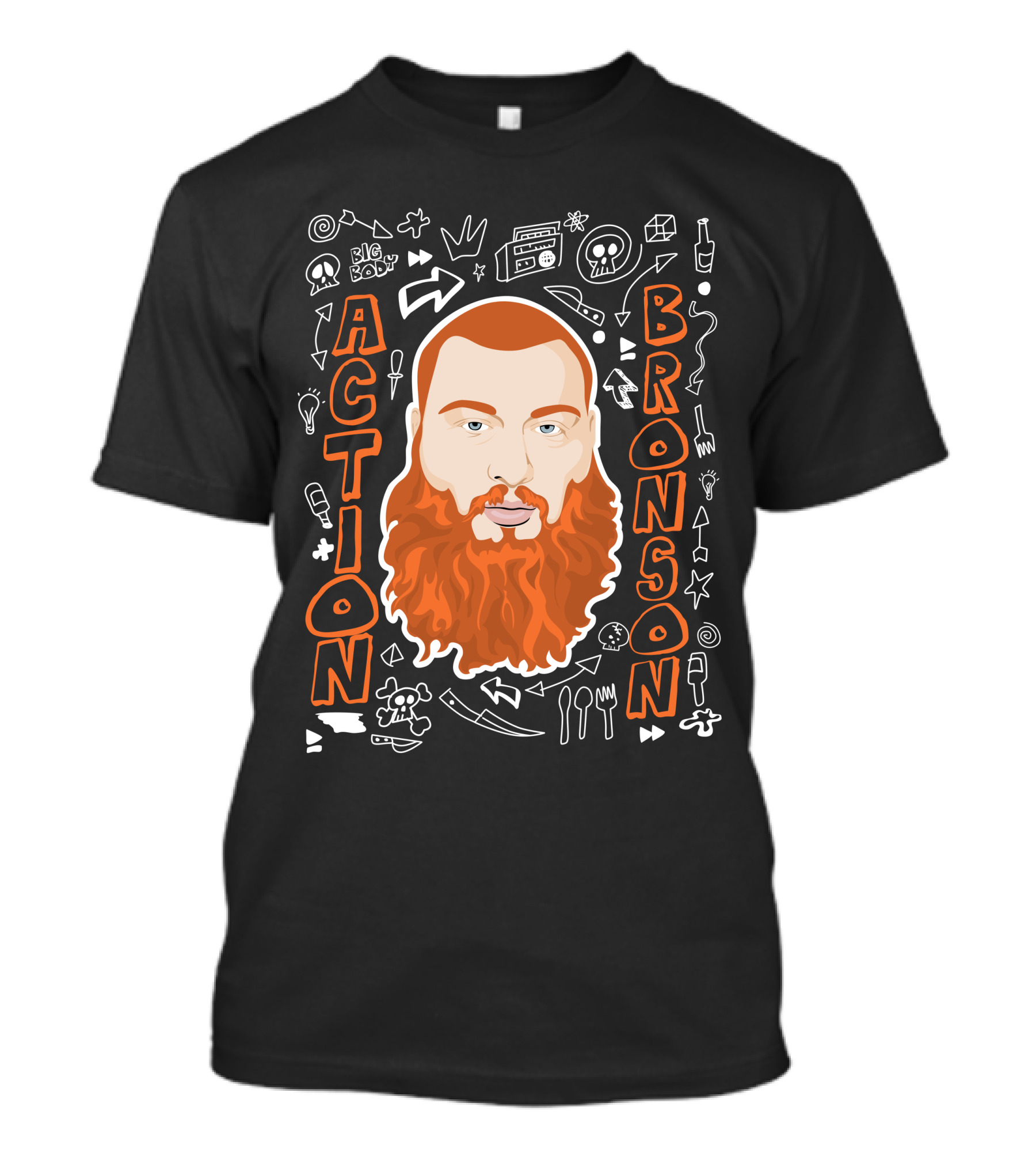 Action Bronson Illustrated Portrait With Symbols T-Shirt