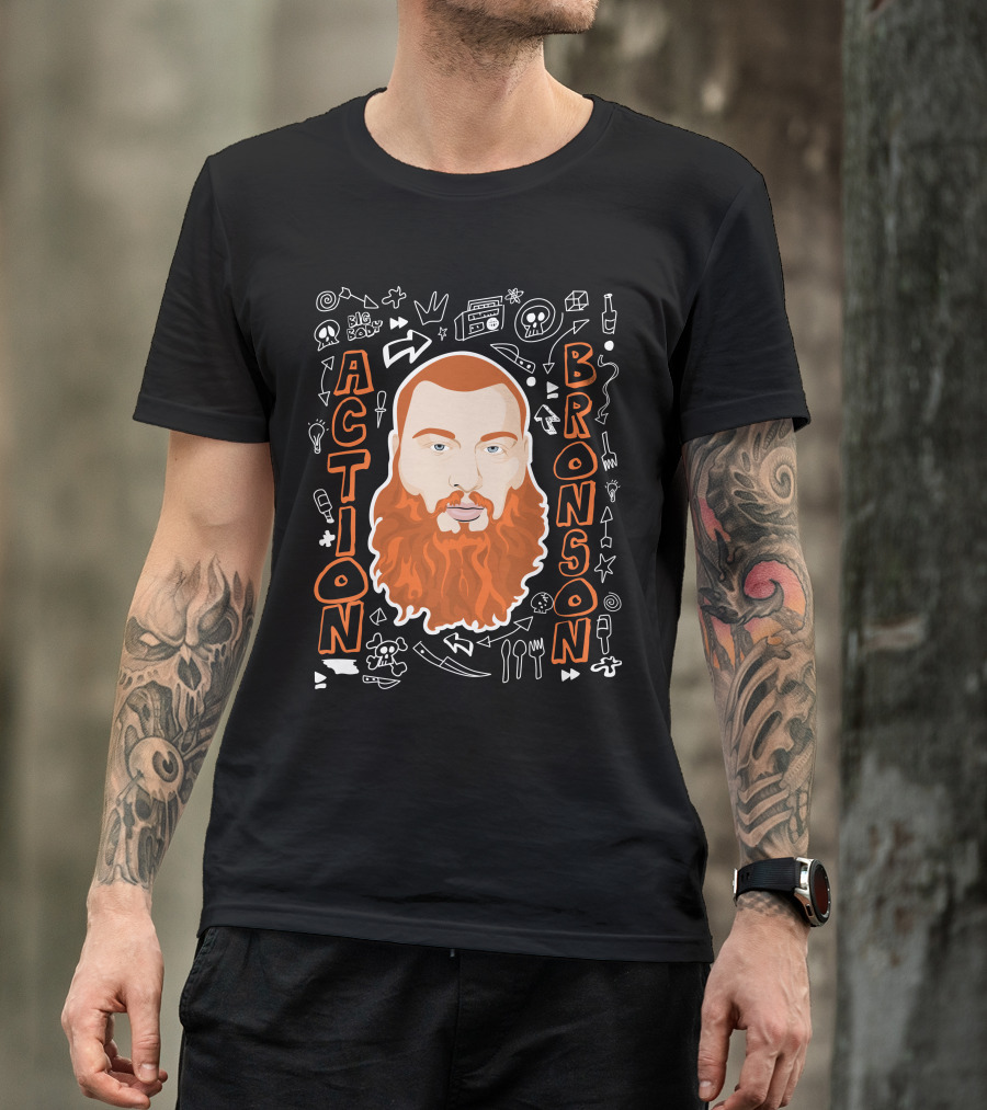 Action Bronson Illustrated Portrait With Symbols T-Shirt